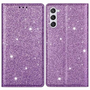 For Samsung Galaxy S23+ Glitter Sequins Foldable Stand Phone Case PU Leather Card Holder Anti-drop Cover