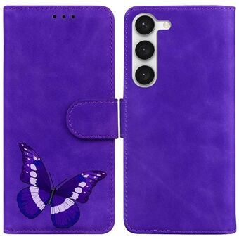 For Samsung Galaxy S23+ Mobile Phone Wallet Case Butterfly Pattern Printing PU Leather Skin-touch Cover with Stand