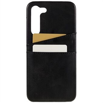 For Samsung Galaxy S23+ Phone Case PU Leather Coated PC Back Cover with Two Card Slots