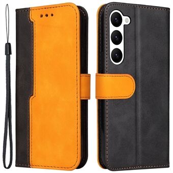 For Samsung Galaxy S23+ Protective Case, Business Style Stand Wallet Dual-color Splicing PU Leather Phone Cover