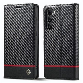 LC.IMEEKE for Samsung Galaxy S23+ Carbon Fiber Texture PU Leather Wallet Phone Cover Full Protection Stand Case