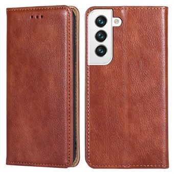 For Samsung Galaxy S23+ Solid Color PU Leather Magnetic Auto-absorbed Phone Cover Wallet Stand Case