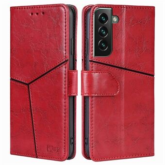 For Samsung Galaxy S23+ Geometric Splicing Phone Case PU Leather Stand Wallet Well-protected Folio Flip Cover