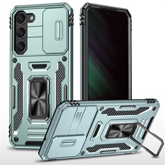 Armor Series for Samsung Galaxy S23+ Kickstand Impact Resistant PC + TPU Hybrid Cover Protective Phone Case with Slide Camera Protector