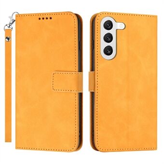 PU Leather Cell Phone Case for Samsung Galaxy S23+, Magnetic Clasp Stand Flip Wallet Phone Cover with Strap