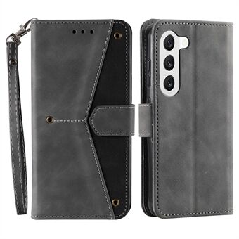 For Samsung Galaxy S23+ Splicing Stitching PU Leather Stand Case Magnetic Clasp Phone Wallet Cover