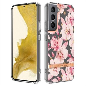 YB IMD-8 Series for Samsung Galaxy S23+ Flower Floral Pattern IMD Phone Case Soft TPU Electroplating Lightweight Back Cover