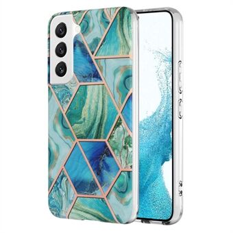 YB IMD Series-3 Soft TPU Phone Case for Samsung Galaxy S23+, Anti-drop Marble Pattern IMD IML Double-sided Electroplating Protective Cover