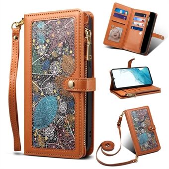 ESEBLE Galaxy Series For Samsung Galaxy S23+ RFID Blocking Full Protection Phone Case Zipper Pocket Stand Wallet PU Leather Folio Flip Phone Cover