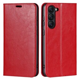 For Samsung Galaxy S23+ Magnetic Absorption Phone Cover Stand Flip Wallet Crazy Horse Texture Genuine Leather Phone Case