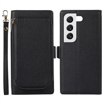 Shockproof Phone Case Wallet for Samsung Galaxy S23+, PU Leather 2-in-1 Magnetic Phone Cover Stand with Zipper Card Bag