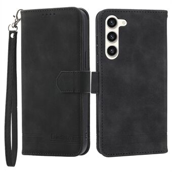 DIERFENG DF-03 Wallet Phone Cover for Samsung Galaxy S23+, Lines Imprinted PU Leather Stand Protective Case