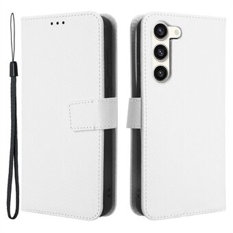 Wallet Stand Phone Case for Samsung Galaxy S23+, Anti-scratch Diamond Texture PU Leather Phone Cover