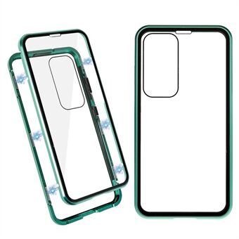 Magnetic Double-Sided Tempered Glass Phone Case for Samsung Galaxy S23+ , Metal Frame Full Body Clear Phone Cover