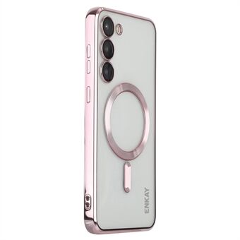 ENKAY HAT PRINCE For Samsung Galaxy S23+ Magnetic Phone Case Electroplating Clear Phone TPU Cover Lens Protection