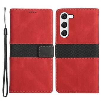 For Samsung Galaxy S23+ Leather Stand Case Magnetic Clasp Shockproof Wallet Grid Splicing Phone Cover