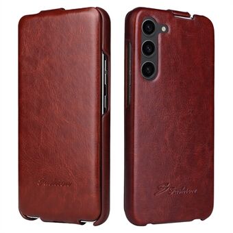 For Samsung Galaxy S23+ Crazy Horse Texture Phone Shell Vertical Flip Cover PU Leather+PC Phone Case