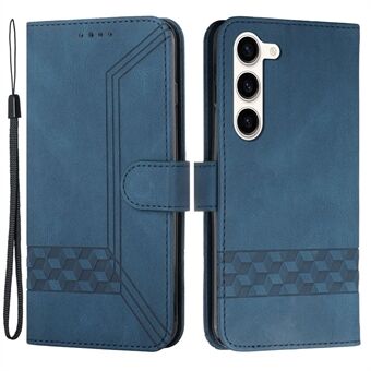 YX0010 Series for Samsung Galaxy S23+ Imprinted Stand Case PU Leather Phone Wallet Cover with Strap