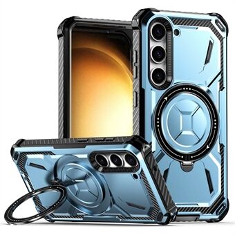 For Samsung Galaxy S23+ Magnetic Phone Cover PC+TPU Ring Kickstand Cell Phone Case