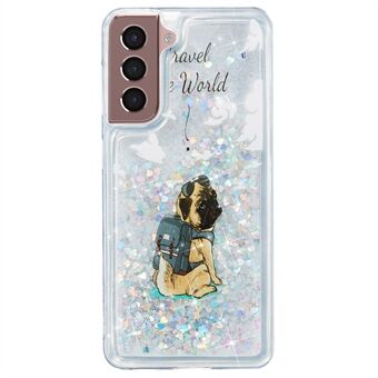 For Samsung Galaxy S23+ Glitter Liquid Quicksand TPU Phone Cover Embossment Pattern Phone Case