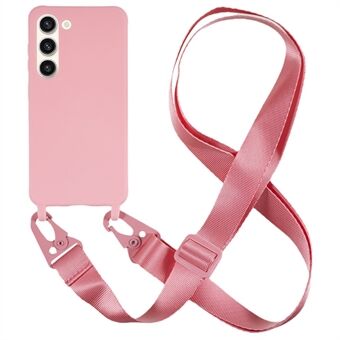 For Samsung Galaxy S23+ Soft TPU Phone Case Matte Finish Smartphone Cover with Wide Lanyard