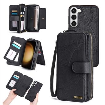 MEGSHI 004 Series For Samsung Galaxy S23+ Shockproof Detachable Zipper Wallet Leather Case Stand Cover