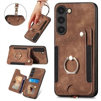 For Samsung Galaxy S23+ Card Slot RFID Blocking Kickstand Cover PU Leather Coated PC+TPU Phone Case