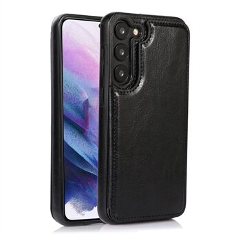 For Samsung Galaxy S23+ Crazy Horse Texture Card Holder Kickstand Back Cover Leather Coated TPU Phone Case