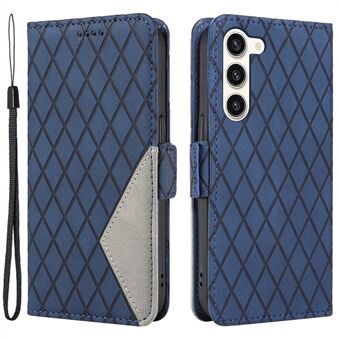 For Samsung Galaxy S23+ PU Leather Case Wallet Rhombus Imprinted Stand Cover