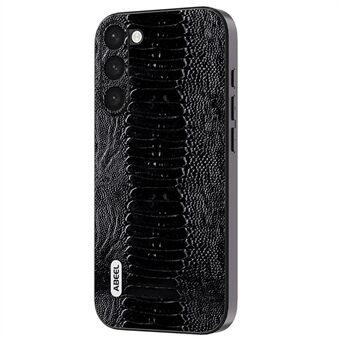 ABEEL For Samsung Galaxy S23+ Anti-scratch Crocodile Texture PC+TPU Phone Case Genuine Cow Leather Coated Cover