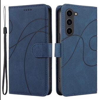 For Samsung Galaxy S23+ PU Leather Phone Case Imprinted Line Cover with Stand Wallet