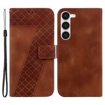 For Samsung Galaxy S23+ Leather Wallet Phone Case 7-Shape Imprinted Anti-drop Stand Cover