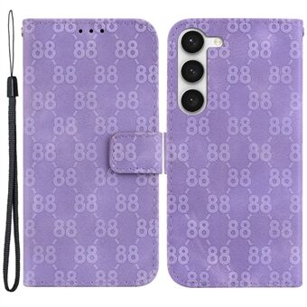 PU Leather Case for Samsung Galaxy S23+ , 8-Shape Imprinted Stand Folio Flip Wallet Phone Cover