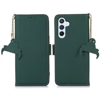 Phone Case for Samsung Galaxy A54 5G, RFID Blocking Genuine Leather Magnetic Clasp Stand Wallet Cover