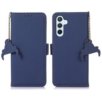 Side Magnetic Closure Phone Case for Samsung Galaxy A54 5G, RFID Blocking Wallet Genuine Leather Stand Cover