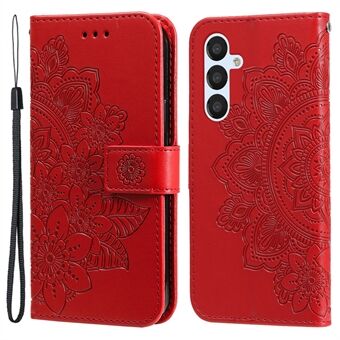 For Samsung Galaxy A54 5G Imprinted Flower Pattern PU Leather Case Magnetic Clasp Stand Wallet Anti-scratch Phone Cover with Strap