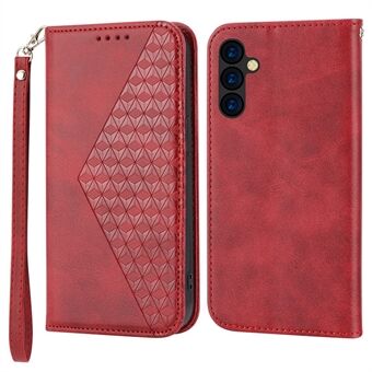 For Samsung Galaxy A54 5G Imprinted Rhombus Pattern Calf Texture Phone Cover Shell PU Leather Wallet Stand Magnetic Closure Case