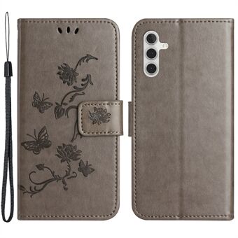 For Samsung Galaxy A54 5G Wallet PU Leather Phone Case Sturdy Stand Imprinted Butterfly Flower Pattern Smartphone Cover