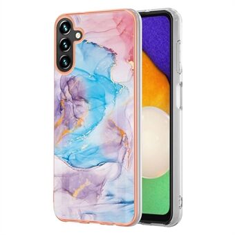 YB IMD Series-1 for Samsung Galaxy A54 5G Collision-proof Marble Floral Pattern IMD IML TPU Phone Case Electroplating Frame Back Cover