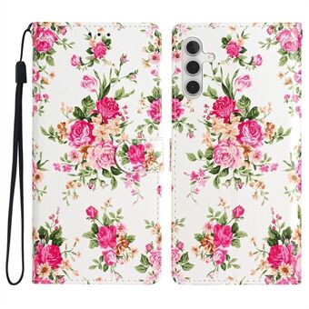 For Samsung Galaxy A54 5G Pattern Printing PU Leather Flip Phone Case Magnetic Closure Stand Wallet Folio Cover with Strap