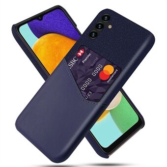 For Samsung Galaxy A54 5G Card Holder Cloth Texture Phone Case Non-slip PU Leather Coated Hard PC Scratch-resistant Phone Back Cover