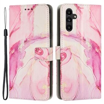 For Samsung Galaxy A54 5G Marble Pattern Phone Stand Case PU Leather Wallet Smartphone Cover with Strap