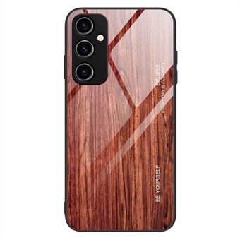 For Samsung Galaxy A54 5G Wooden Pattern Phone Case Tempered Glass Back TPU Frame Shock Protective Cover