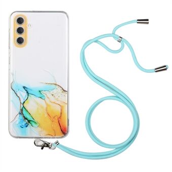 For Samsung Galaxy A54 5G Marble Pattern Embossing Phone Case Soft TPU Anti-scratch Cover with Lanyard