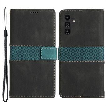 For Samsung Galaxy A54 5G Magnetic Clasp Shockproof Grid Splicing PU Leather Stand Case Phone Wallet Cover