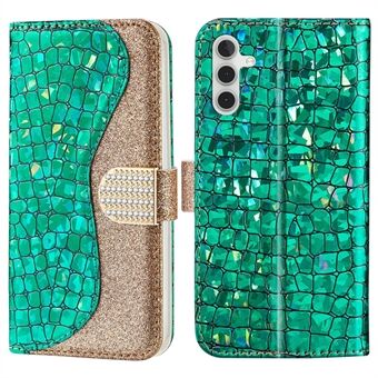 For Samsung Galaxy A54 5G Wallet PU Leather Case Glitter Splicing Crocodile Texture Stand Phone Cover