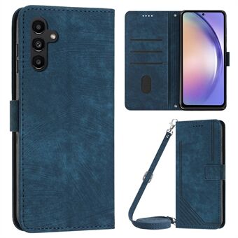 Phone Case for Samsung Galaxy A54 5G PU Leather Lines Imprinted Wallet Stand Flip Cover