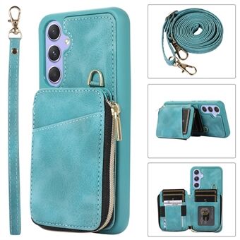 For Samsung Galaxy A54 5G Kickstand Phone Case Zipper Card Bag Leather TPU Phone Cover with Straps