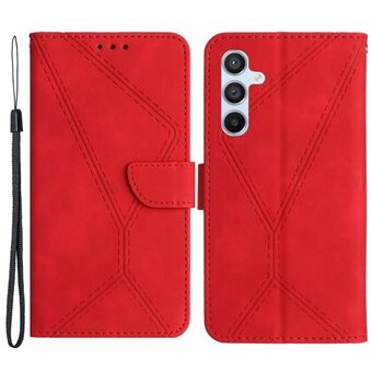 HT05 Skin-touch Phone Case for Samsung Galaxy A54 5G PU Leather Case Stand Wallet Phone Cover with Strap