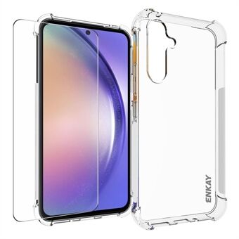 ENKAY HAT PRINCE For Samsung Galaxy A54 5G TPU Case Clear Phone Cover with High Aluminium-silicon Glass Screen Film